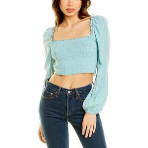 Daisy Lane Womens  Smocked Tie-Back Top, Blue